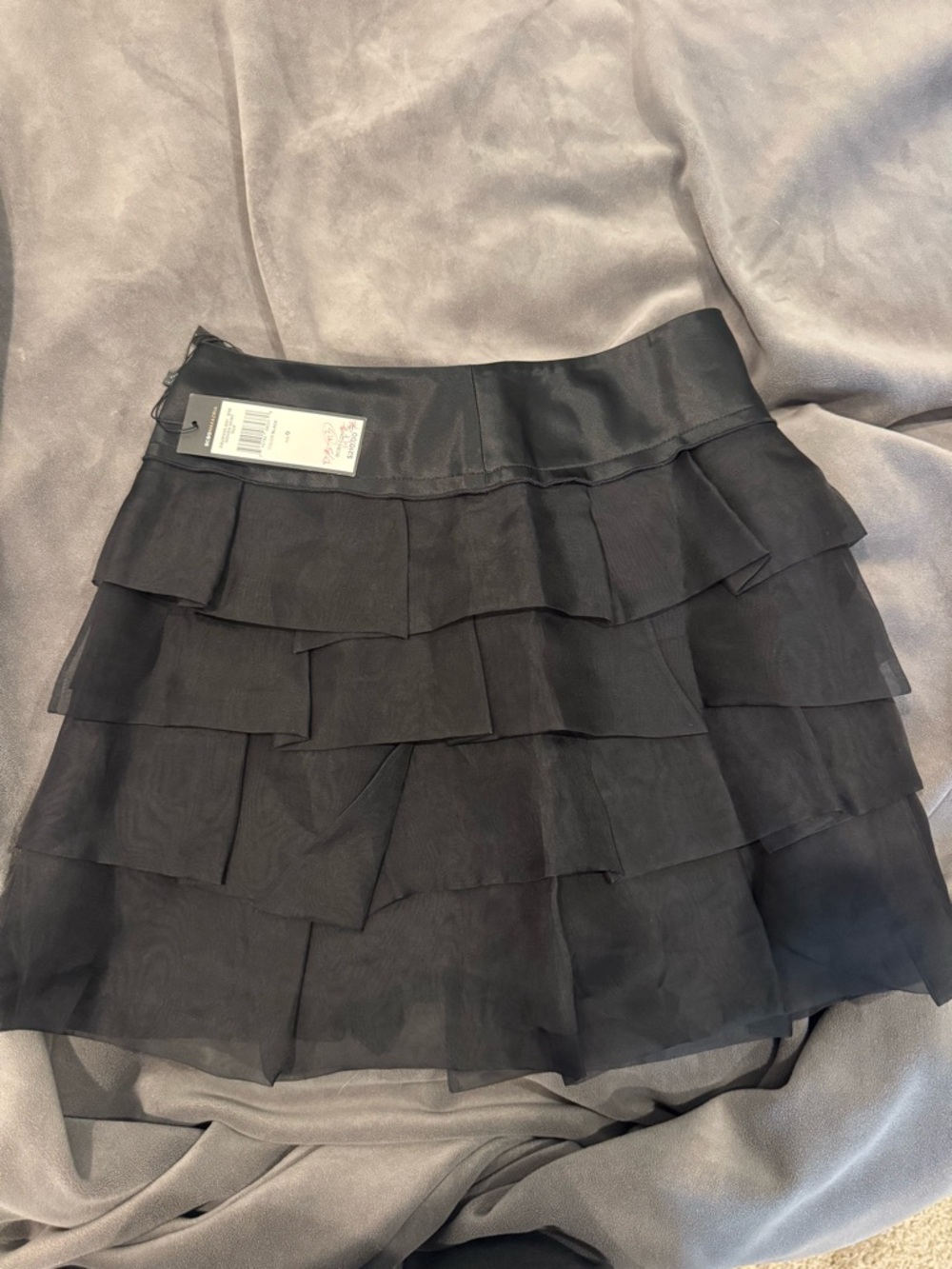 BCBG Black Layered Ruffle Mini Skirt